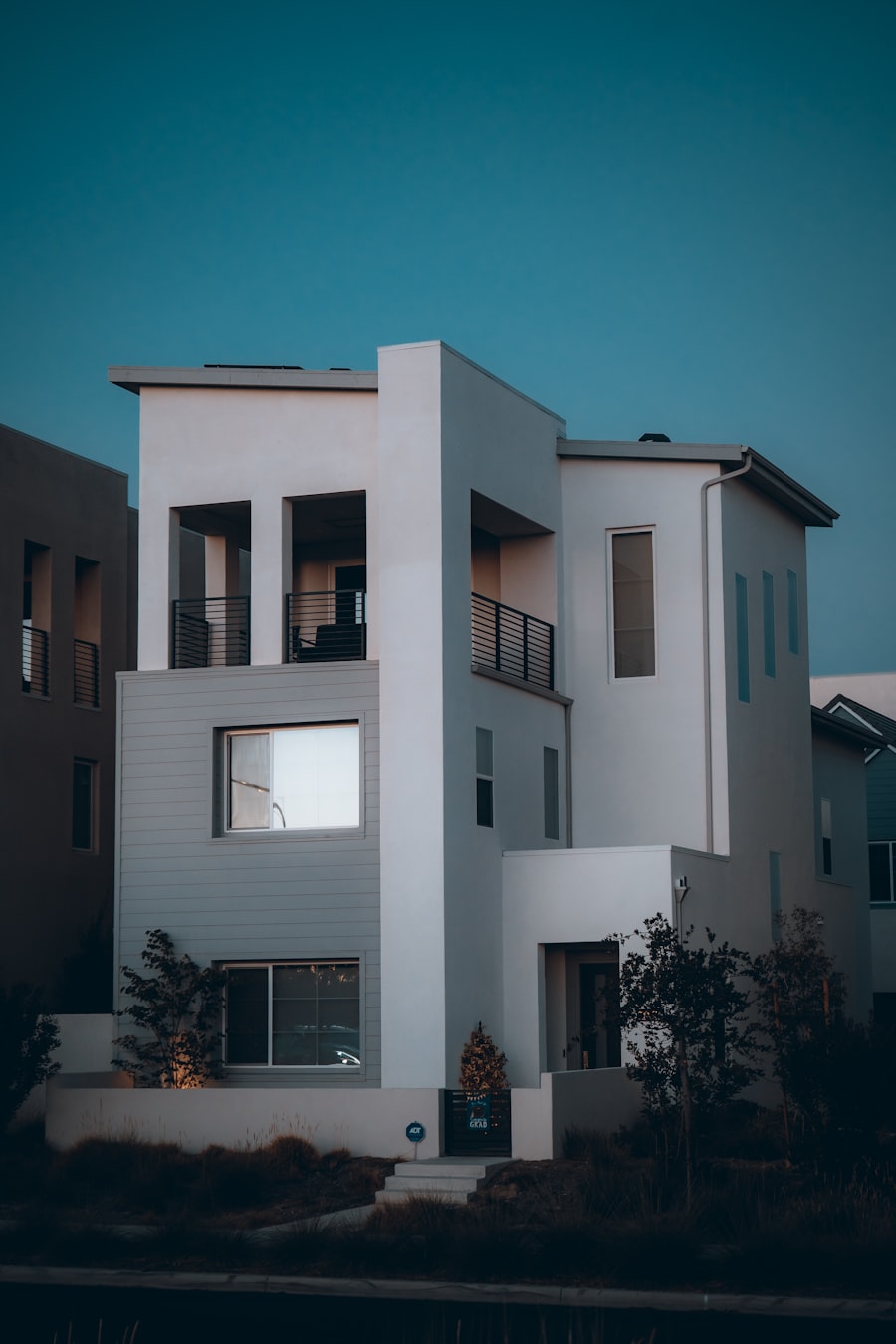 Modern luxury home at dusk